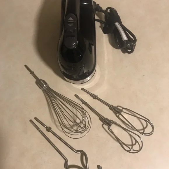 Black and Silver KitchenAid 9 Speed Hand Mixer with Attachments - Picture 2 of 13